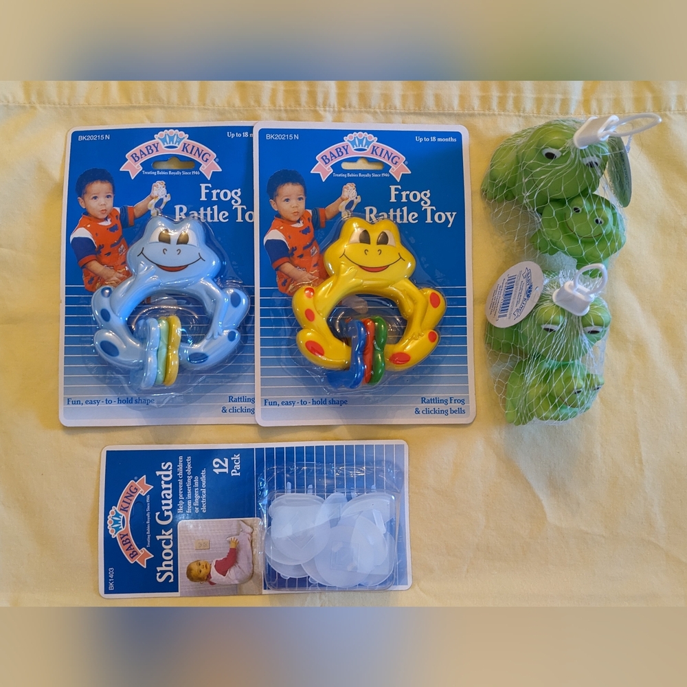 NEW Baby King Frog Rattles Bundle Frogs + FREE 12pc Shock Guards, T16MIS